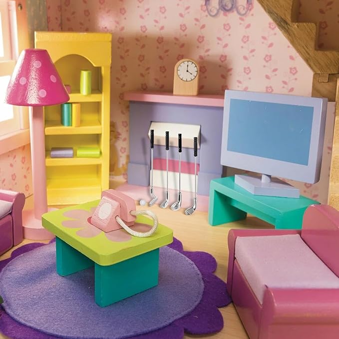 Alasum Scale Miniature Golf Club with Ball Model Dollhouse Accessory for Miniature Furniture Decoration Realistic Craftsmanship for Collectors