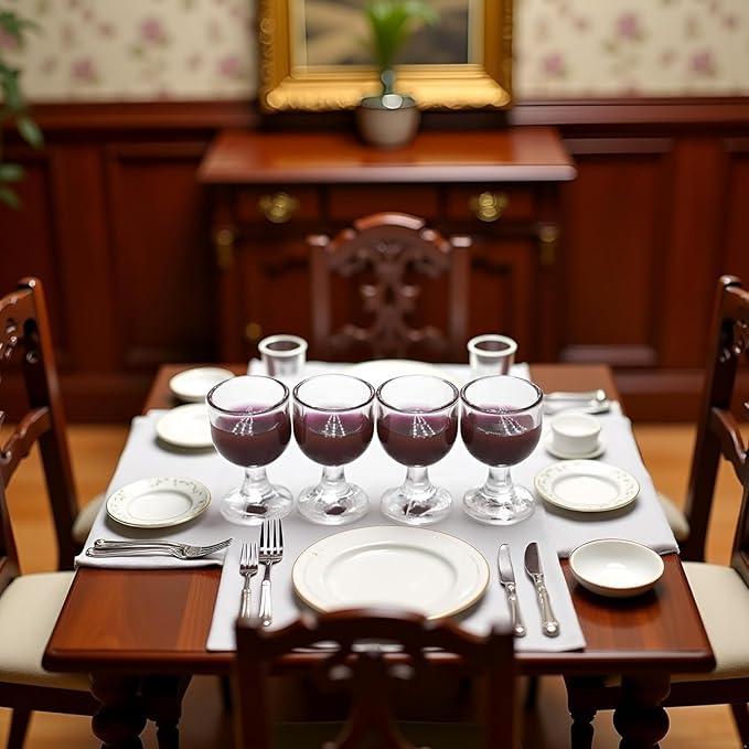 4Pcs Miniature Wine Glasses, Red, 1:12 Scale Dollhouse Accessories, Room Decoration Display