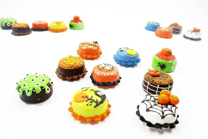 Dollhouse Miniature Food 9 Mini Halloween Mixed Cake 1.5 cm Bakery Supply 16081