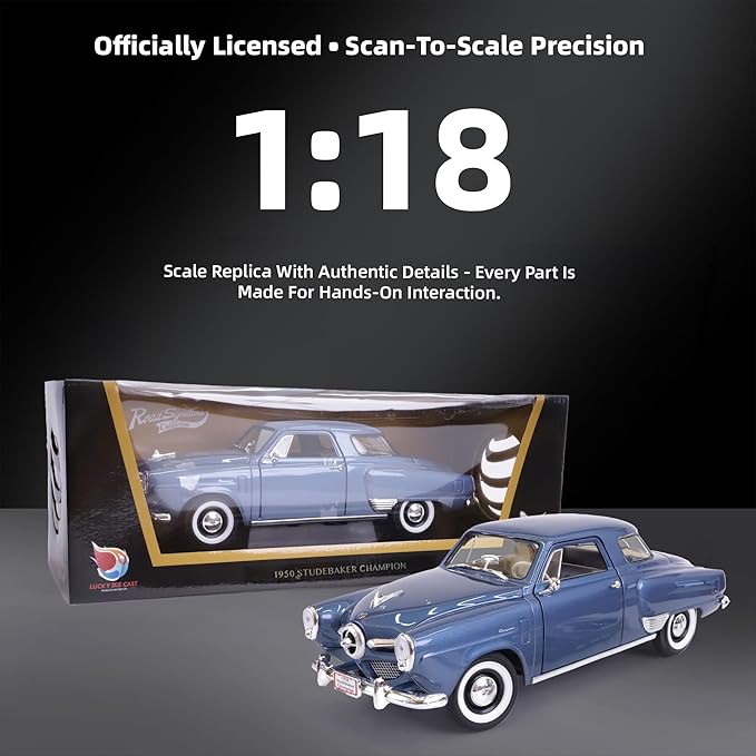 1950 Studebaker Champion 1/18 Scale Die-Cast Metal Model Premium Classic Vintage Alloy Collection Cars with Display Case, for Kids Men and Teens Dad 14+ Year