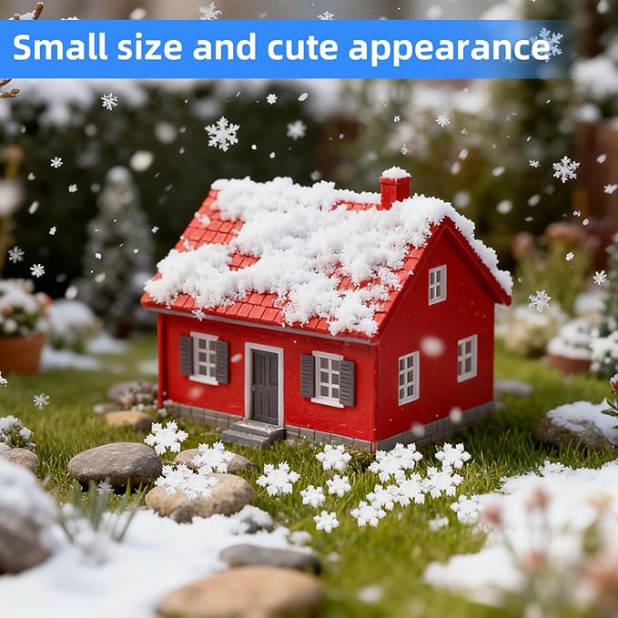 210pcs Mini Resin Snowflakes, 3 Sizes Glitter Winter Miniature Resin Snowflakes Tiny Ornaments for DIY Home Christmas Tree Micro Landscape Small Decor & Party Supplies (White)