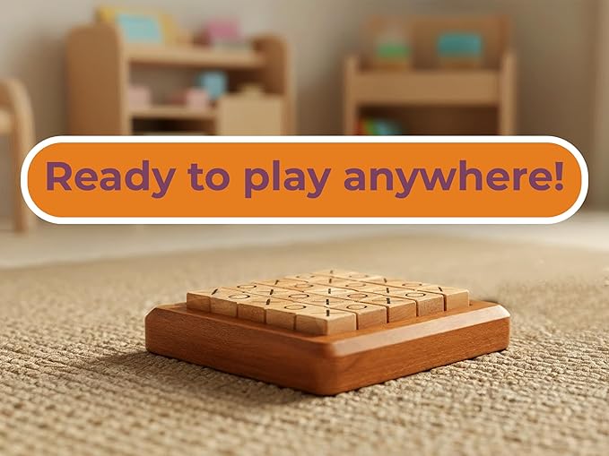 BSIRI Pushing Me Wooden Tic Tac Toe Game- Tabletop Board Games for Farmhouse Decor, Coffee Table Decor, Unique Gifts Fun Gifts for Adults. Perfect for Game Night,Family Games (5 Inch)