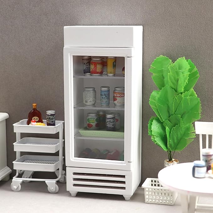 Miniature Dollhouse Accessories, Realistic Faux Wooden Refrigerator Dollhouse Accessories, Exquisite Miniatures Toys