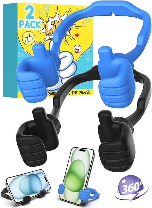 Stocking Stuffers Gifts for Teens Boys Girls Cell Phone Stand: Upgrade for Men Adults Kids Adjustable Lazy Thumbs Up Phone Holder for Desk Cool Gadgets Fun Gifts Ideas for Him Wife