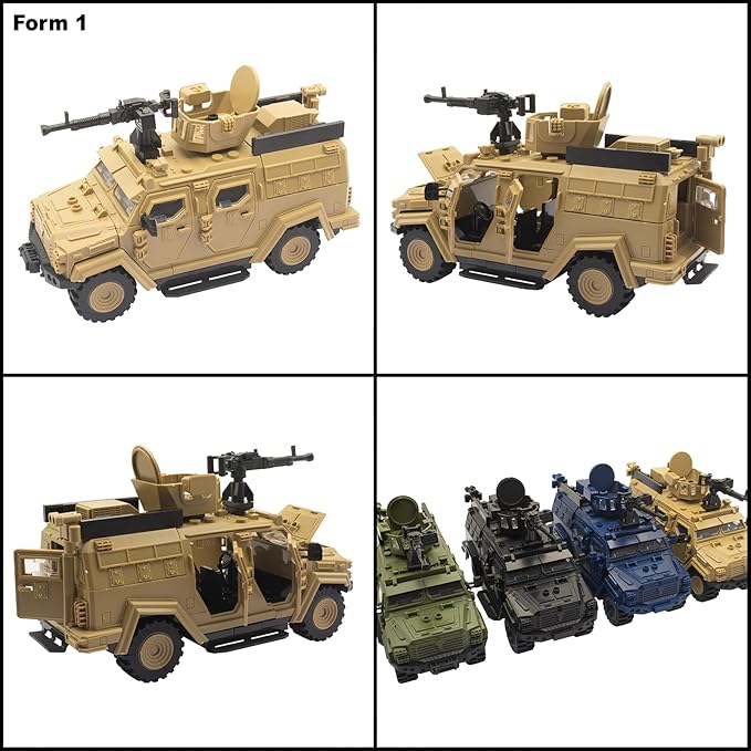 Military Vehicle Building Toy, Armored Vehicle Building Block Toy, Army Battle Brick, Military Car Model Toys for Age 6 7 8 9 10 11 12+, Accessories Compatible with Major Mini Figure (Desert Color)