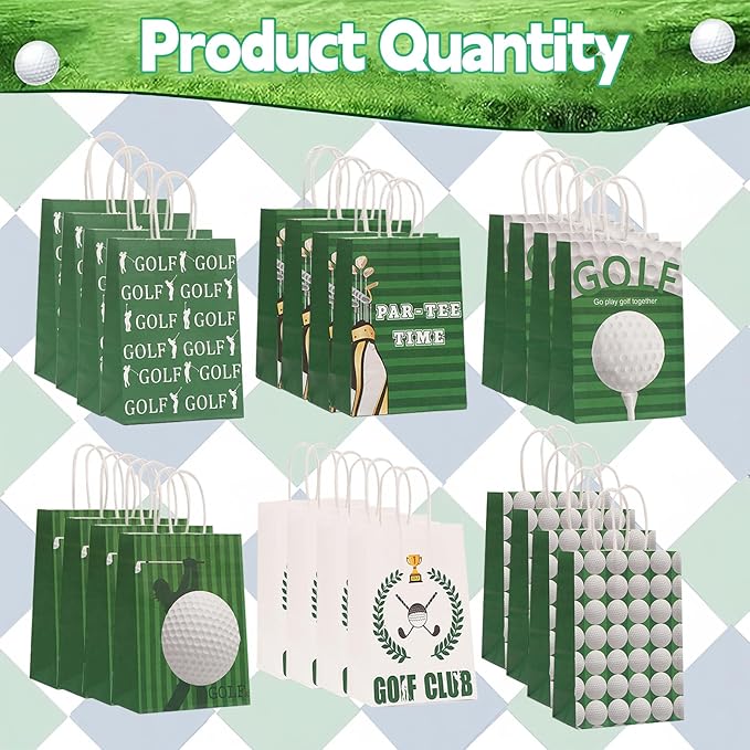 CZWXOXO 24pcs Golf Themed Party Decorations - Golf Gift Bags & Goodie Bags for Kids' Birthday Parties