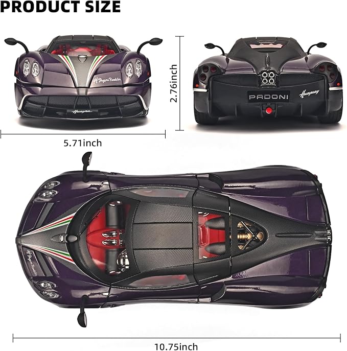 Car Toys for Boys 1 18 Scale Diecast Cars Compatible for Pagani Huayra Dinastia Model Car Kits Collection,Metal Pull Back Cars with Light and Sound,Toy Cars for Boys Age 4-7（Purple）