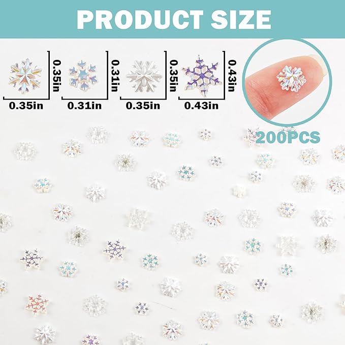 200 Pieces Tiny Snowflake Decor for Dollhouse Micro Resin Decor for DIY Crafts Mini Things for Fairy Garden Micro Landscaping Decorations