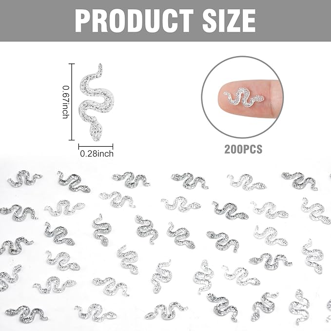 200 Pieces Silver Mini Snakes Dollhouse Miniatures Tiny Resin Snakes Micro Fake Snakes for Crafts Dollhouse Fairy Garden Micro Landscaping Decoration Mini Halloween Figurines