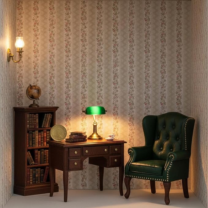 LOGOFUN Dollhouse Floorboards Wallpaper 1:12 Miniature Floor Paper Sticker Mini Wall Paper for Dollhouse Real Life DIY Decoration Accessories - Stripe