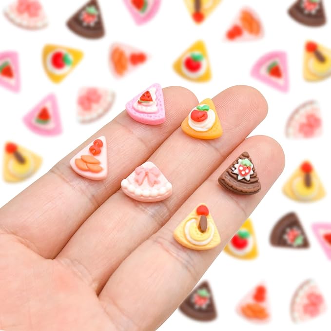 100 Pieces Mini Cake for Dollhouse Miniatures Mini Food for Crafts Tiny Resin Things for Dollhouse Mini Kitchen Micro Landscaping Decoration