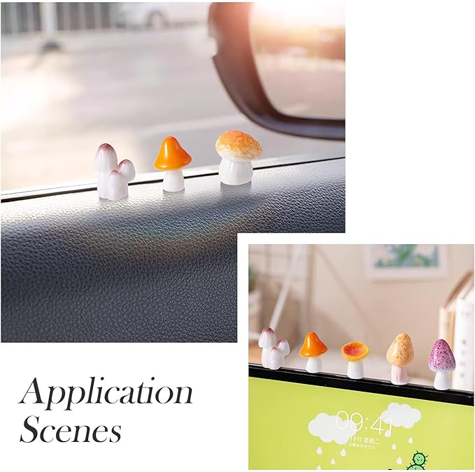 30 Pcs Mini Mushrooms Figurines Tiny Miniature Mushroom Charms Yellow Resin Mushrooms Dollhouse Ornaments for Fairy Garden Fish Tank Plant DIY Cake Topper Table Office Desk Home Party Decor