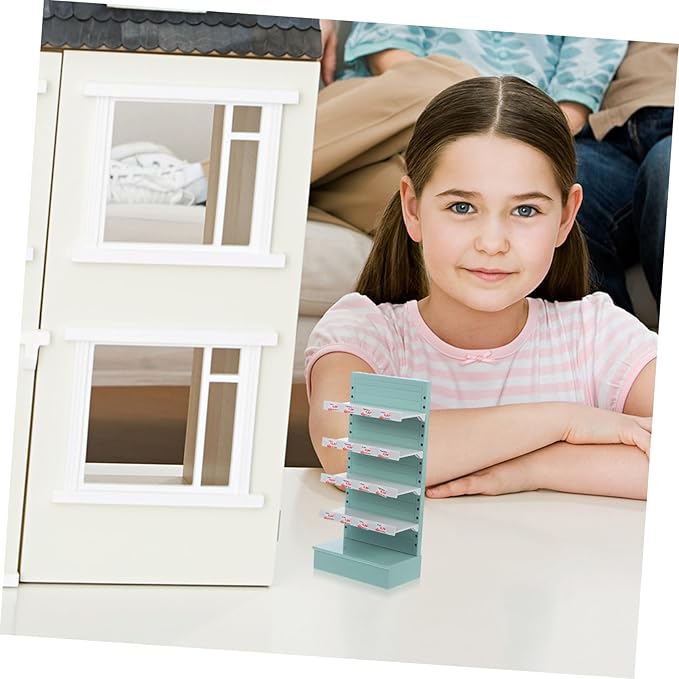 Milisten Mini House Rack Miniature Display Shelf for Dollhouse Decoration Material Toy Storage Organizer for Collecting Scene Setup Mini Supermarket Room Decor