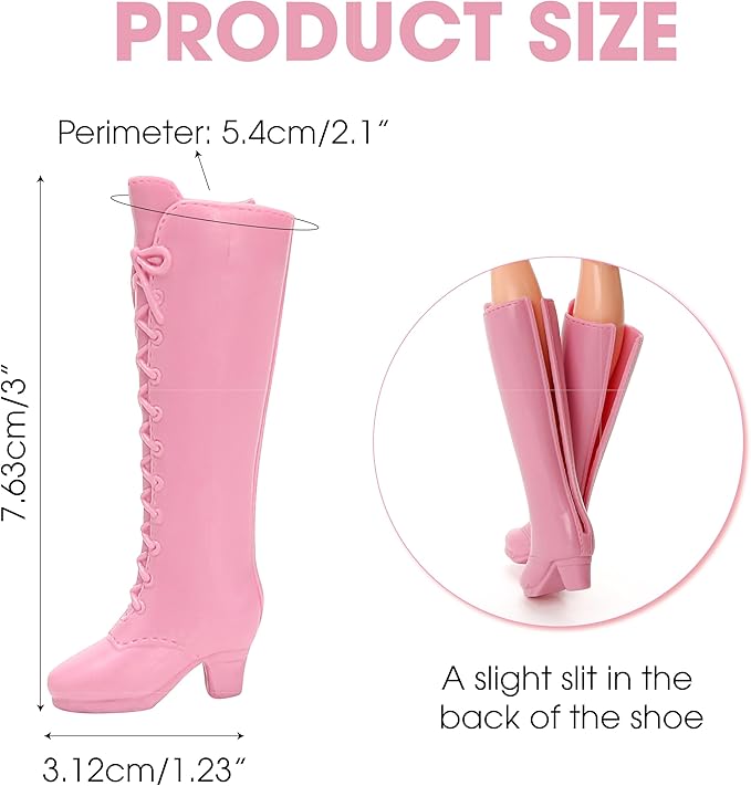 2 Pairs Doll Boots Shoes Wear Clothes Outfit Handmade Costumes Replacement for 1/6 Doll Fashionable Cowboy Wearing Fashion (Pink and Brown)