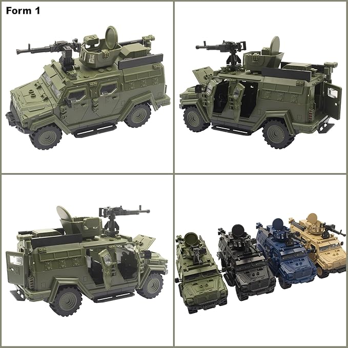 Military Vehicle Building Toy, Armored Vehicle Building Block Toy, Army Battle Brick, Military Car Model Toys for Age 6 7 8 9 10 11 12+, Accessories Compatible with Major Mini Figure (Green)