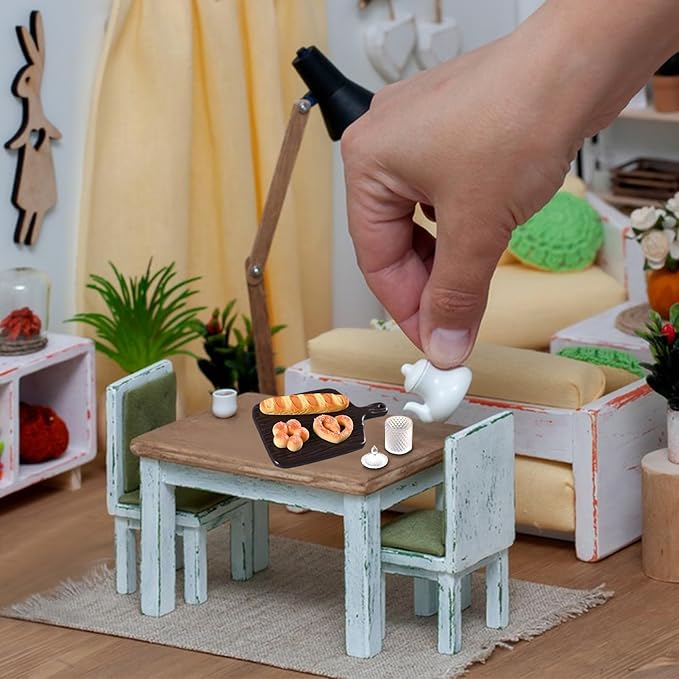 3Pcs Mini Wood Grain Tray Shape Resin Silicone Molds 3D Tiny Tray Epoxy Casting Molds for DIY Micro Resin Dollhouse Fairy Garden Kitchen Miniatures Landscape Decor