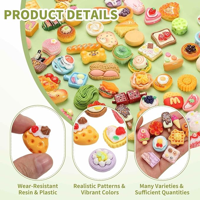 Dollhouse Miniature Food, Cute Mixed Flower Fruit Cake Figures Toys Mini Resin Foods Trinkets for Pretend Play Kitchen Cooking Game & Doll House Decor (Mixing Colors, 20pcs)