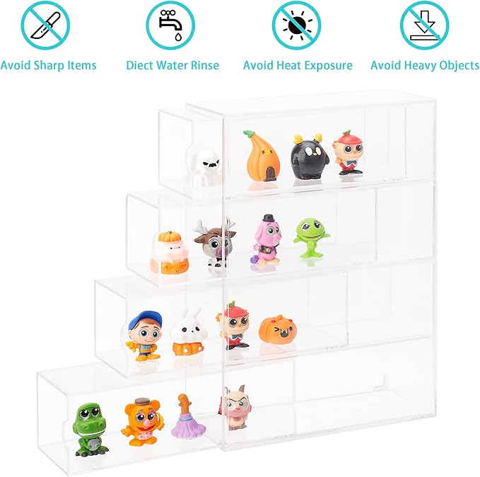 Clear Display Case 4 Layer Mini Action Storage Box Cabinet Organizer for Mini Toys(Mini Toys are Not Included)