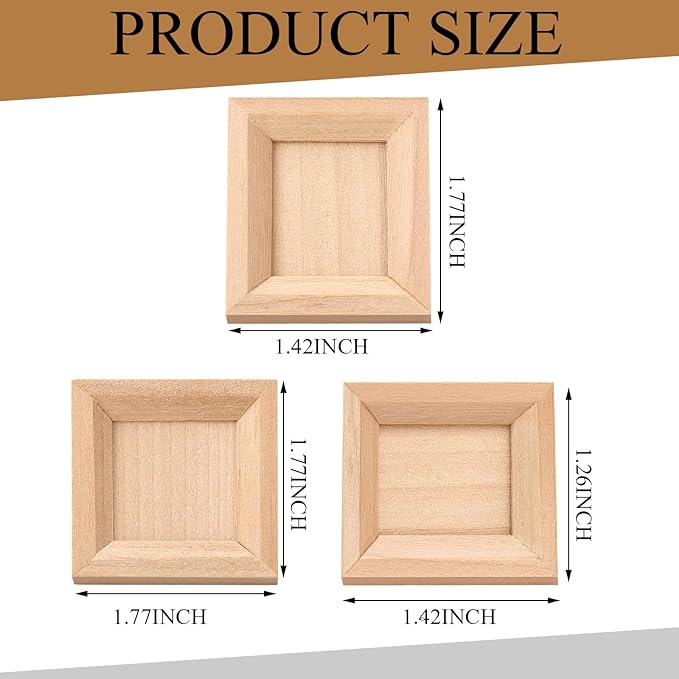12 Pcs Dollhouse Picture Frames 1:12 Scale Miniature Picture Frames for Dollhouse Small Photo Frame Mini Wooden Dollhouses Accessories Mini House Decoration Simulation for Craft Artwork(1.7 Inches)