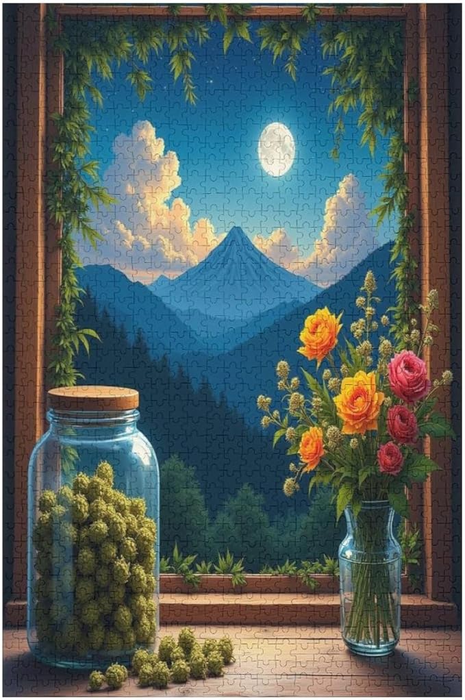 Jigsaw Puzzles for Adults 1000 Piece - Green Plants at The Window Wooden Puzzle,Stress Relief Games,Funny Puzzles，Unique Gifts for Wall Art，Family Puzzle，Educational Games，Challenge Puzzles