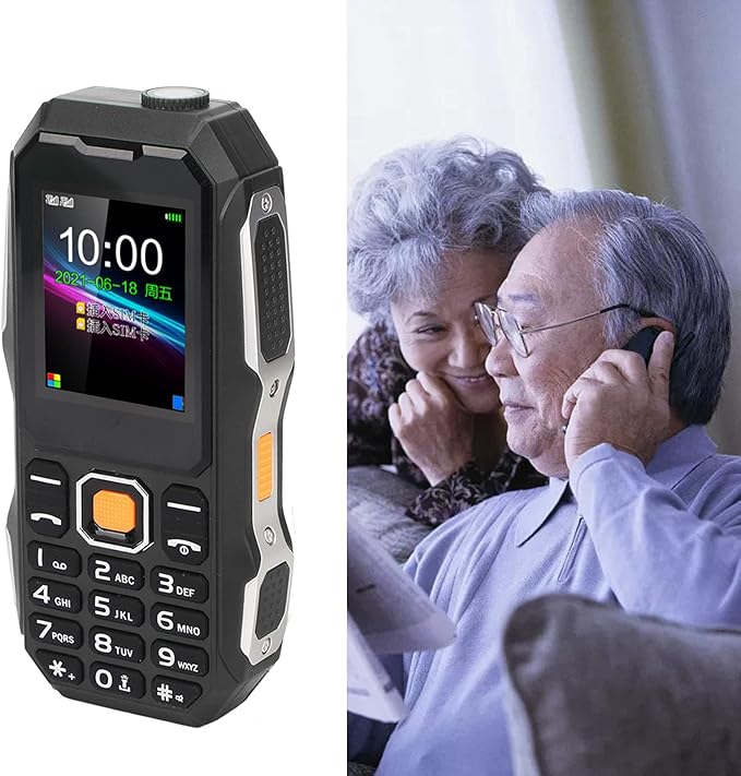 2G Unlocked Rugged Big Phone, Factory Unlocked Phone Seniors Cell Phone with 1.8in Screen BT Connection FM Radio 9 Family Number Large Speaker 5800mAh Batery for Seniors Kids