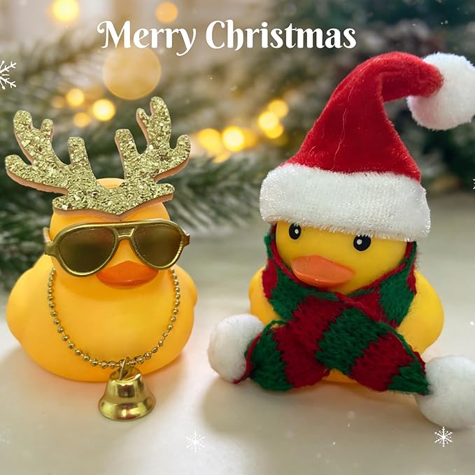ZJXRMY Rubber Duck Accessories 49PCS - Christmas Decorations for Rubber Duck - Cute Xmas Accessories Santa Claus Hats Gloves Snowflakes Antlers Candy Cane Socks Bells for DIY