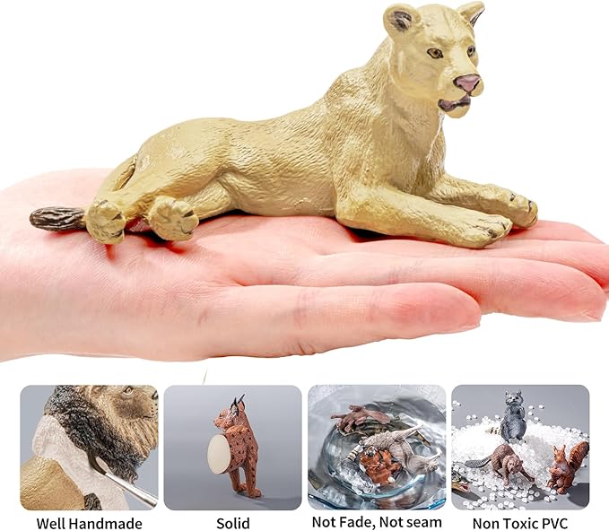 6PCS Lion Toys Figurines Pride, African Jungle Animals Lion Family, Realistic Zoo Animal Toys, Preschool Toy Birthday Gift Cake Toppers for Kids Boys Girls