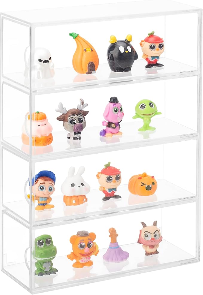 Clear Display Case 4 Layer Mini Action Storage Box Cabinet Organizer for Mini Toys(Mini Toys are Not Included)