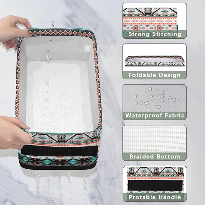 Aztec Design Bathroom Storage Baskets Waterproof Bathroom Counter Organizer Decorative Toilet Paper Storage Basket for Organizing for Bathroom Living Room Decor