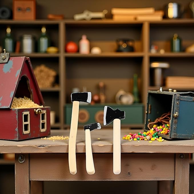 6 Pcs 1/12 Miniature Axe Dollhouse Decoration Accessories Model Miniature Decoration DIY Accessories Shooting Props
