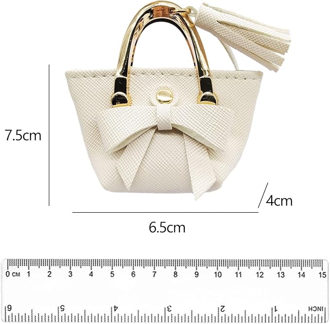 Milageto 1/6 Scale Dolls Handbag Doll Dress up Miniature Scene Decoration Miniature Tote Bag with Tie for 12 inch Dolls BJD Clothing, White