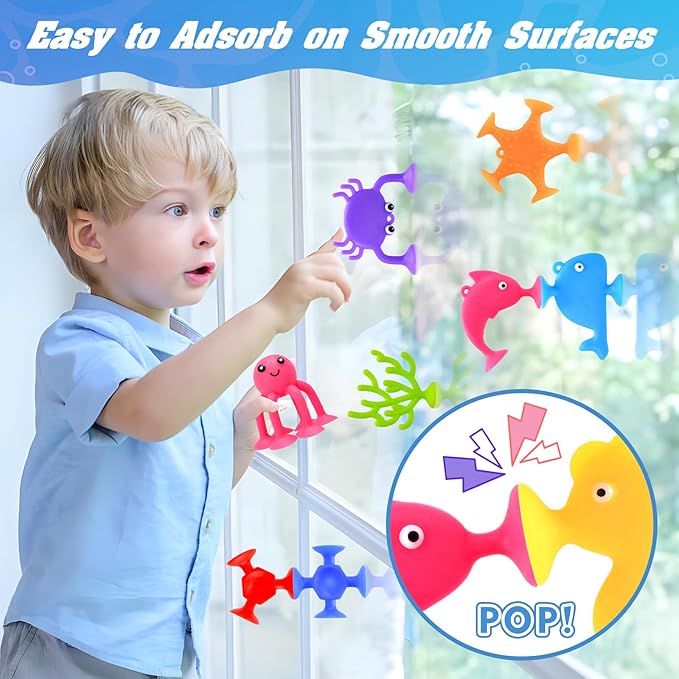 Bath Toys - 27 PCS Suction Cup Toys Bathtub Toy Shower Toy for Kids Ages 4-8,Sensory Toys for 3 4 5 6 7 Year Old Boys Girls,Mold Free Bath Toy Travel Toy Easter Gifts