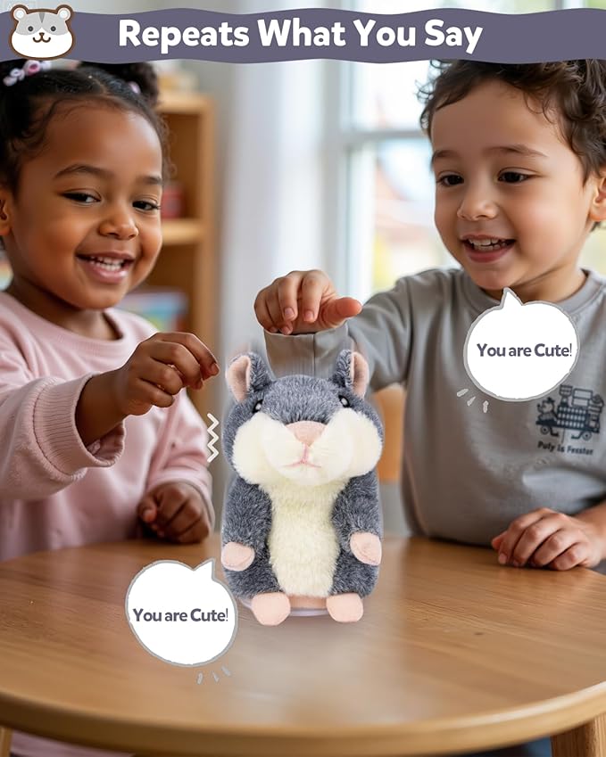 Ayeboovi Kids Toys Talking Hamster Repeats What You Say, Toy for 2 3 4 5 Years Old Boys Girls Birthday Gift, Stocking Stuffer for Toddler Kids Autism Fun Stuffed Animals Interactive Plush