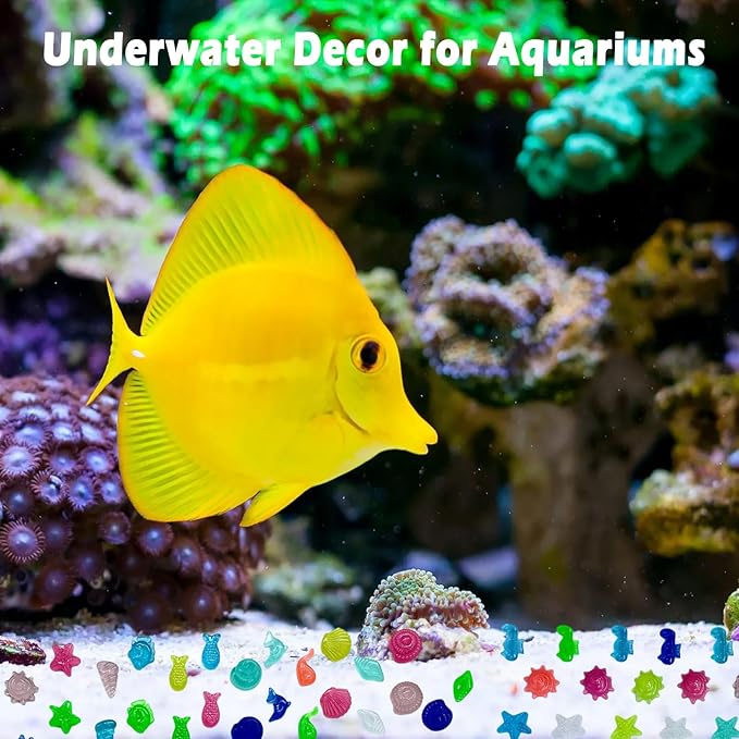 600pcs Luminous Mini Resin Animals Tiny Sea Shell Figurines Marine Miniature Plastic Animals Aquarium Ornaments Fish Tank Decorations Craft Party Favors