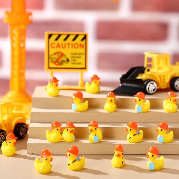 50 Set Pcs Themed Ducks Resin Ducks Resin Party Decorations for Crafts Making DIY Miniature Landscape Micro Decor Gifts (2 Style Engineering)