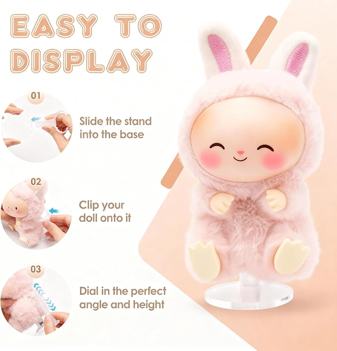 MDOWOK Adjustable Doll Stand for Sitting & Standing Positions - Premium Acrylic Base Display Holder for 3-7" Figures (White 4 Set)
