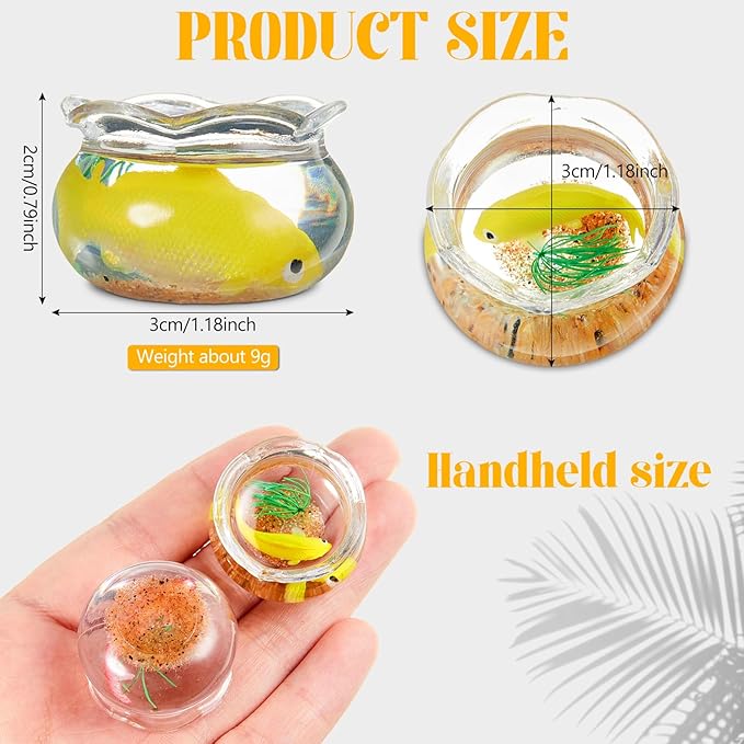 4 Pcs Miniature Dollhouse Accessories, 1: 12 Scale Mini Resin Fish Tank for Garden Scene Decor, Miniature Things for DIY Decorations