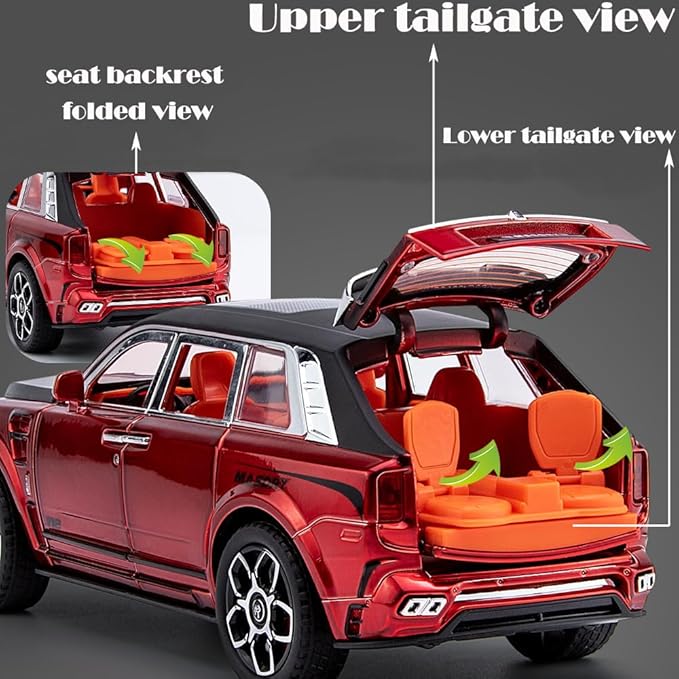Toy Car Model Rolls-Royce Cullinan 1/24 Red Alloy Collectibles Die-cast Vehicles with Sound and Light