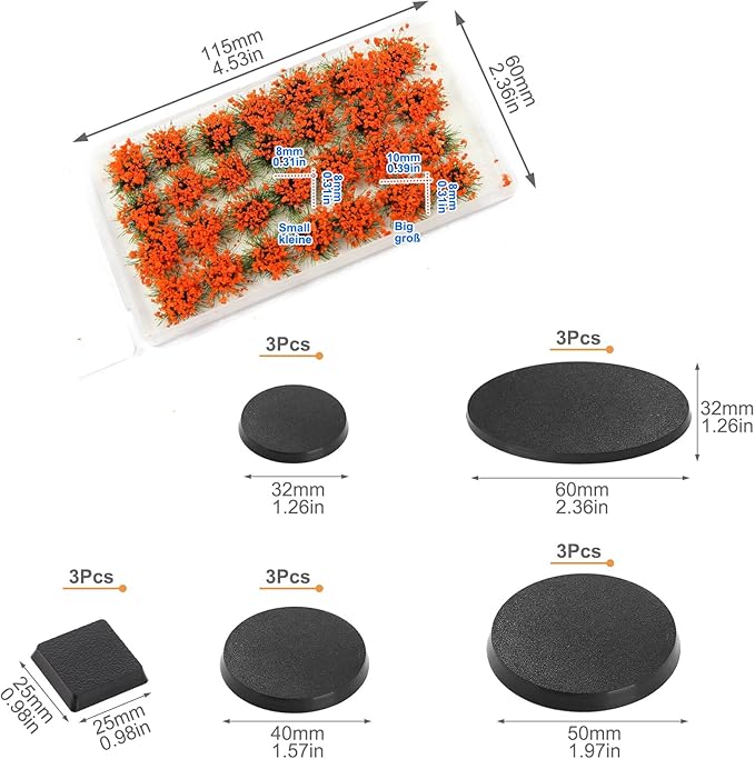 Miniature Vegetation Bushy Shrubs Tuft Flowers with Model Bases War Game DIY Railway Terrain Scenery (H)