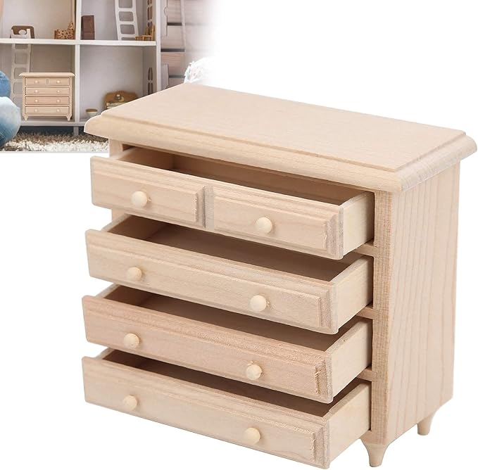 1:12 Wooden Table Square 8 Button Dollhouse Movement Cabinet Sleeping Cabinet Mini Furniture Solid Wood Miniature Model Beautiful Color Kit Handcraft DIY Model Gift Supplies Accessories