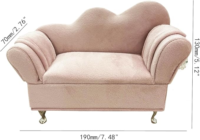 Openable Sofa Box Couch Jewelry Box,Miniature Sofa Velvet Chair Earrings Necklace Bracelet Storage Box, Gift for Girls and Women Jewelry Box(Pink,Style 3)