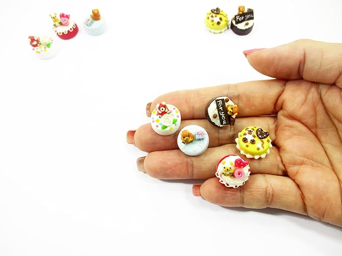 Dollhouse Miniature Food 1.5 cm 5 Mixed Tiny Bear Color Cake Dolls Bakery 15734