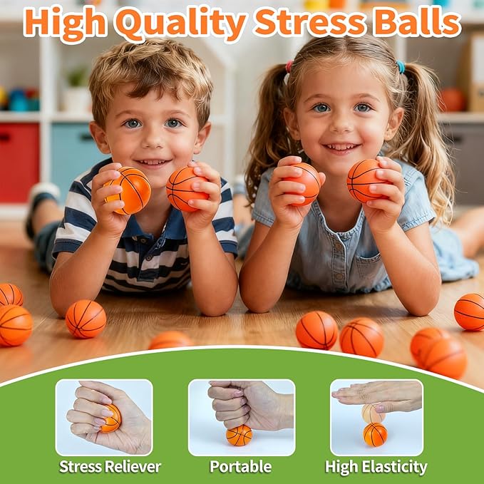 36 Pcs Mini Foam Basketballs for Kids Adults Party Favors,Small Stress Balls Basketballs Bulk Toys Goodie Bag Stuffers Classroom Prizes Party Decorations