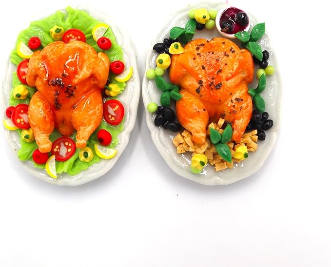 Dollhouse Food Set 2 Roasted Turkey Dollhouse Miniature Food,Tiny Food, Doll Collectibles,Doll Food, Miniature Food Toys Real for Dollhouse Kits