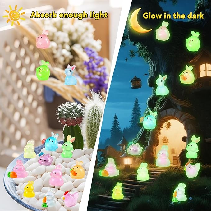 210Pcs Mini Resin Animals Figures, Glow in The Dark Small Plastic Animals Bulk, 20+ Styles Tiny Animal Toys for Dollhouse, Fairy Garden, Aquarium Decor, DIY Crafts & Hide and Seek Games