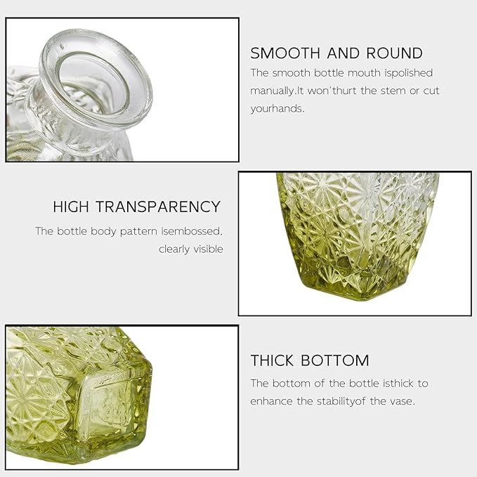 Glass Bud Vase Set of 30, Small Flower Vases, Glass Vases for Centerpieces, Vintage Home Table Decorations Bud Vases (30 Pcs, Green)