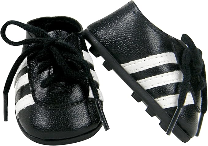 Sophia's Classic Faux Leather Football Soccer Cleat Shoes with White Striped Accents & Realistic Shoelaces for 18” Dolls, Fuchsia