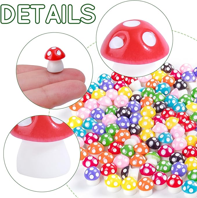135 Pcs Mini Resin Mushrooms Figurines Bulk,9 Colors Tiny Resin Figures for Fairy Garden Decor,Dollhouse Miniature Decor,Terrarium Glass Animals Accessories