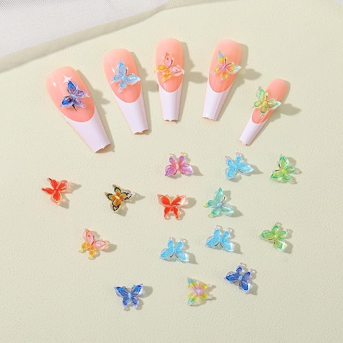 100 Pcs Mini Butterflies Resin, Tiny Butterflies for Crafts Miniature Ornaments Resin Charms Tiny Ornaments for Fairy Garden Dollhouse Micro Landscape Decoration
