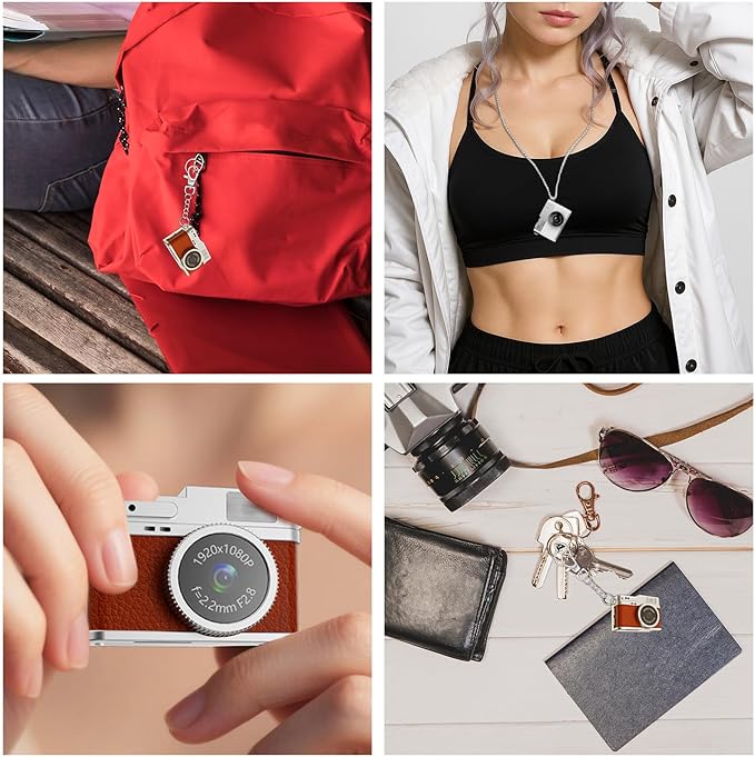 LKT 1080P Mini Keychain Camera with 32GB Card & OTG Adapter, Portable Pocket Digital Camera with Retro Filters & Screen, Tiny HD Camcorder for Phone Transfer, Travel, Kids and Gifts